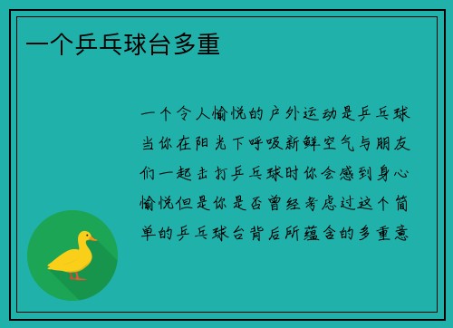 一个乒乓球台多重