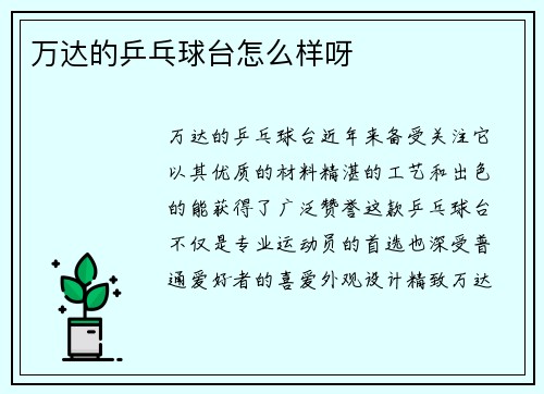 万达的乒乓球台怎么样呀