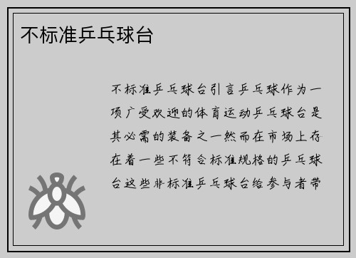 不标准乒乓球台