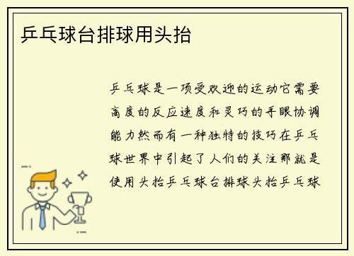 乒乓球台排球用头抬