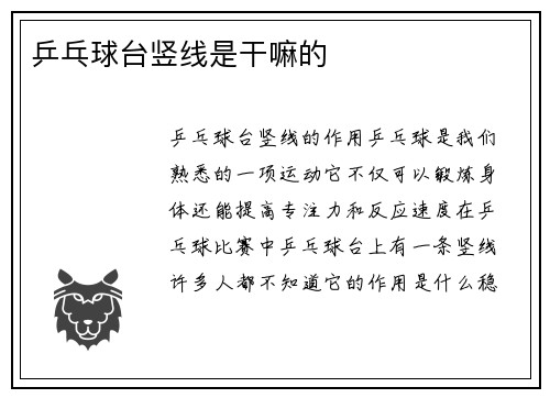 乒乓球台竖线是干嘛的