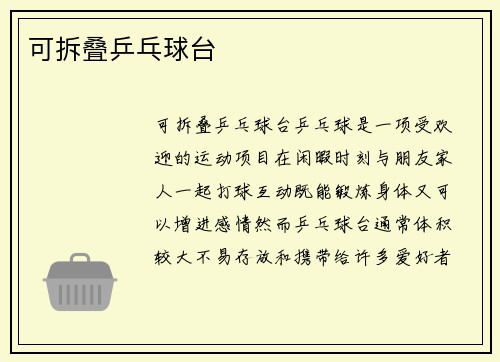 可拆叠乒乓球台
